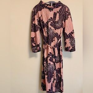 Vintage black, tan, white patterned dress